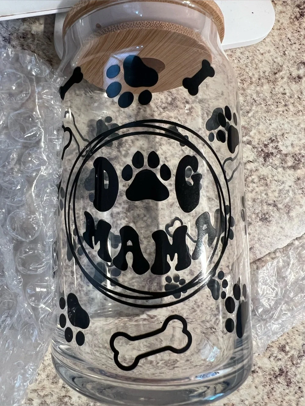 Brand New-Nifty 16-oz. Dog Mom Glass and Straw